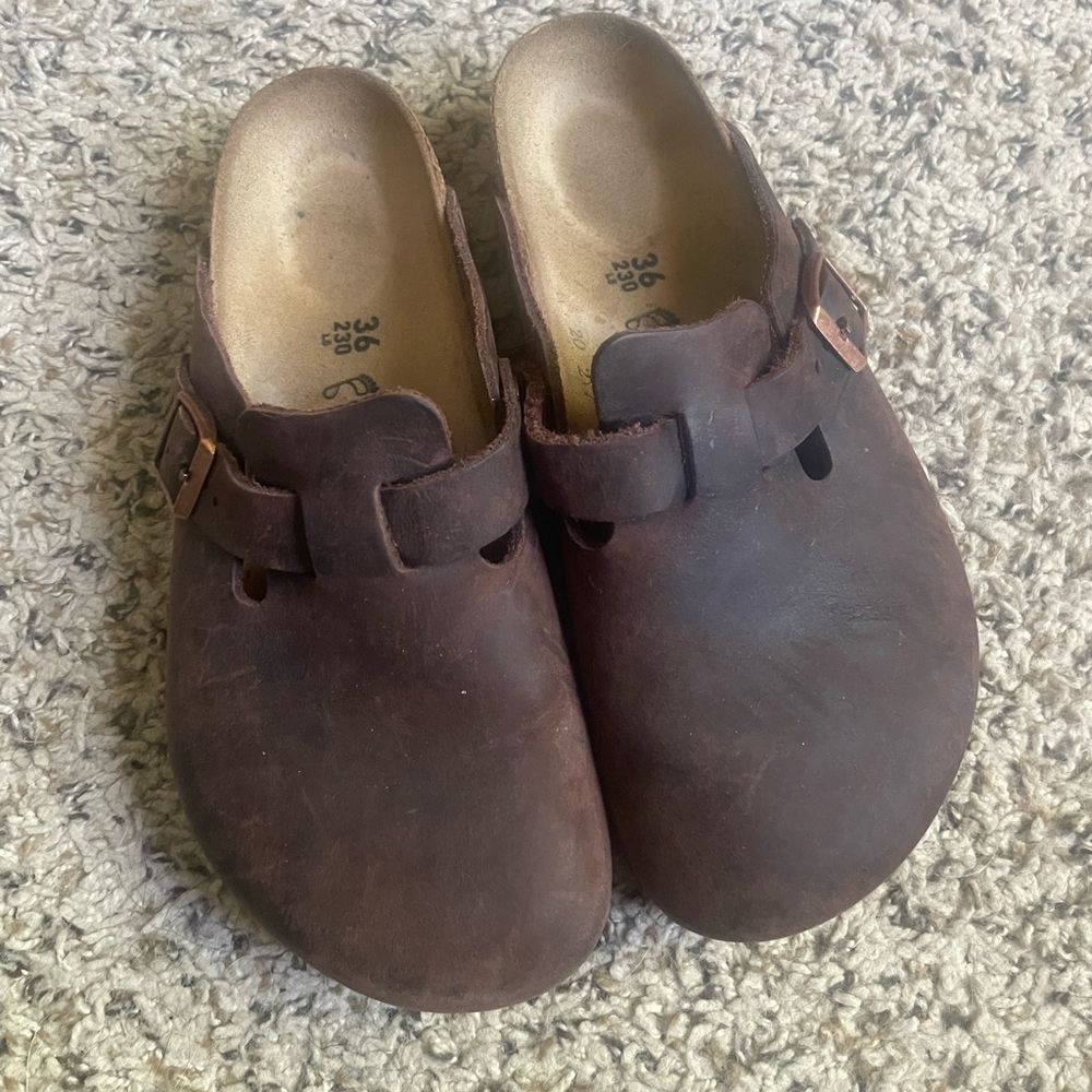 Birkenstock Dark Brown Suede Clogs